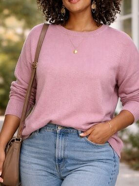 Eileen Fisher Cashmere Sweater Lilac Minimalist Luxe Soft Knit Relaxed Fit Sz L